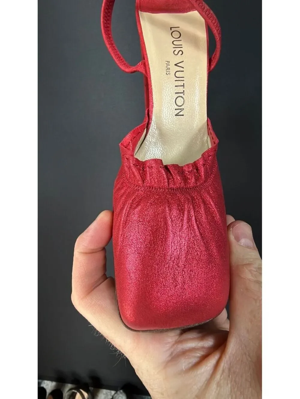 Louis Vuitton Red Sling Back Heel Size 36.5